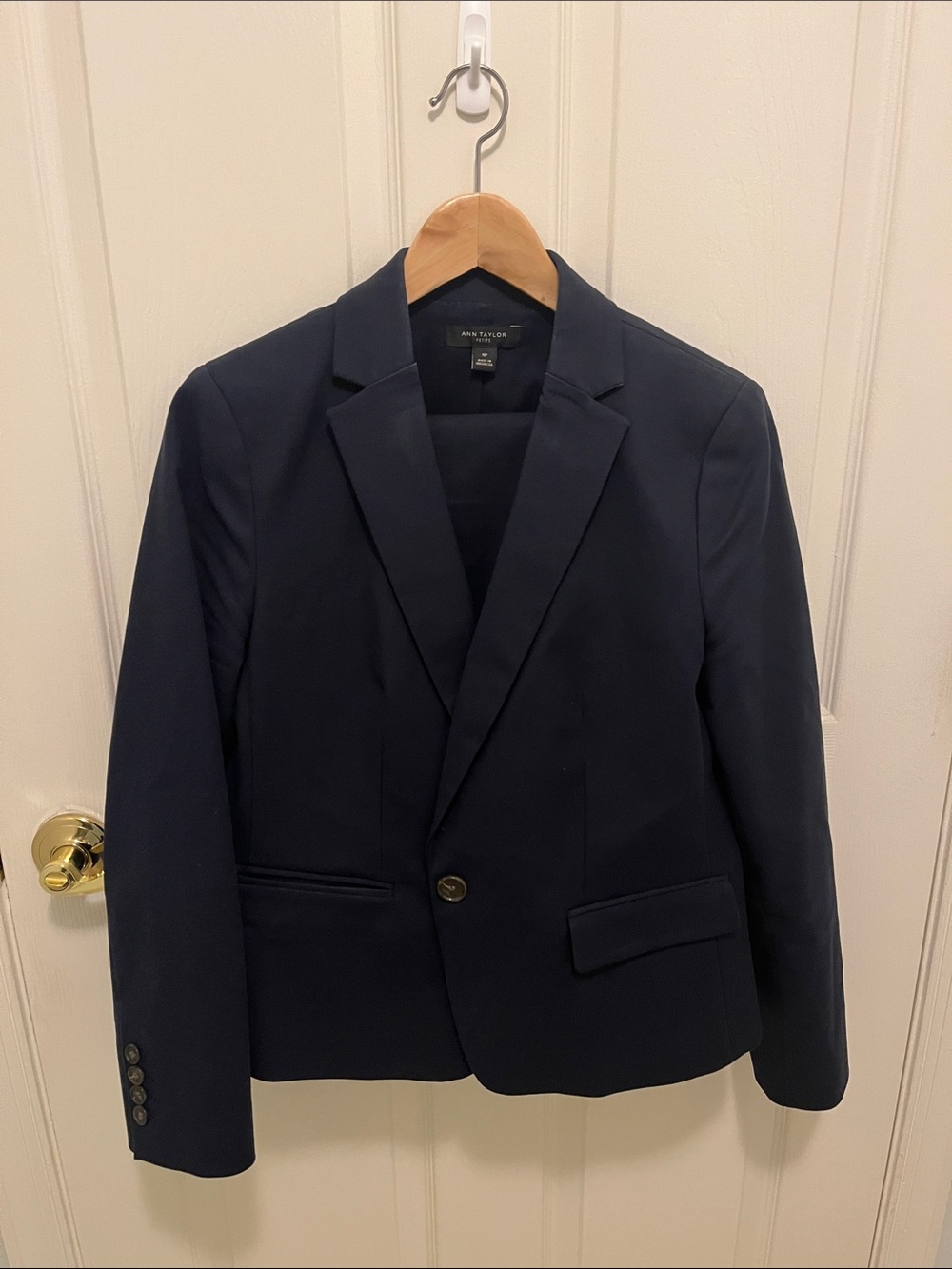 Ann Taylor Navy Single-Button Tailored Blazer